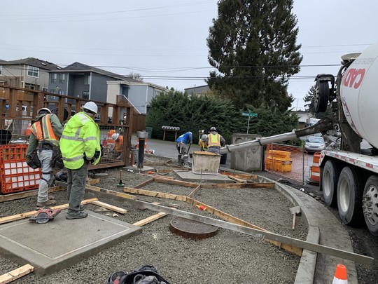 Constructing new sidewalks in South Park.