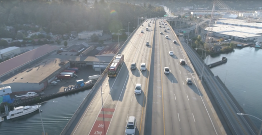 West Seattle Bridge with traffic 
