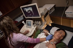 A patient receives a diagnostic medical procedure from a provider.