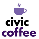 Logo showing graphic image in purple of a hot steaming beverage and the words Civic Coffee