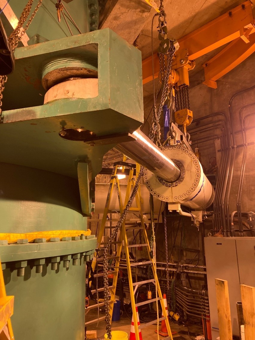 The 15,000-pound cylinder in place before we began the removal process. 