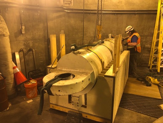 Our crews built a custom cradle to secure the cylinder.