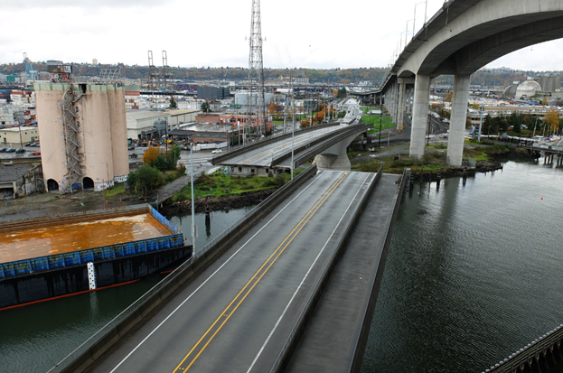 Photo of the Spokane St Swing Bridge across the Duwamish Waterway. Photo credit: SDOT