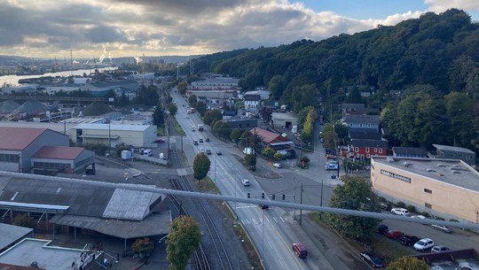 View of West Marginal Way SW, looking south from the West Seattle Bridge. Photo: SDOT.