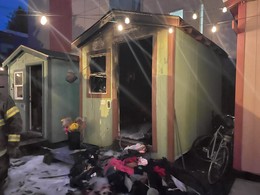 Fire in tiny home village at the 8000 block of 15th Ave NW