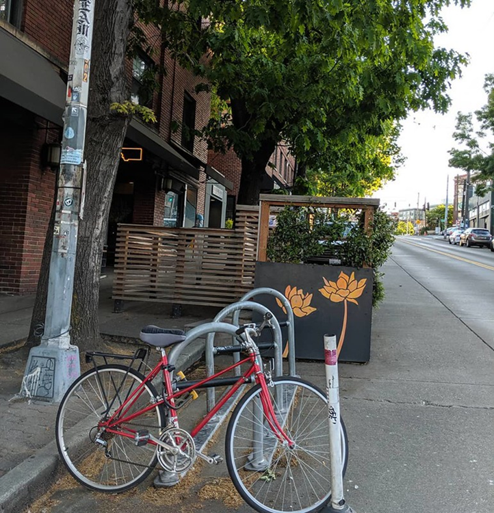 Bike parking on E Olive Way.