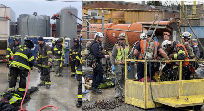 Seattle Fire Department hosts a training exercise at the Ballard and Fremont shaft site.