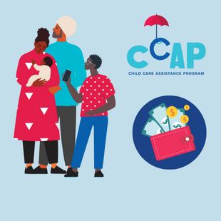 Child Care Assistance Program image of family and wallet