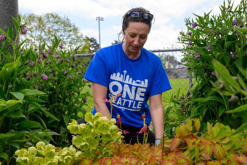 A woman gardening on the 2022 Day of Service