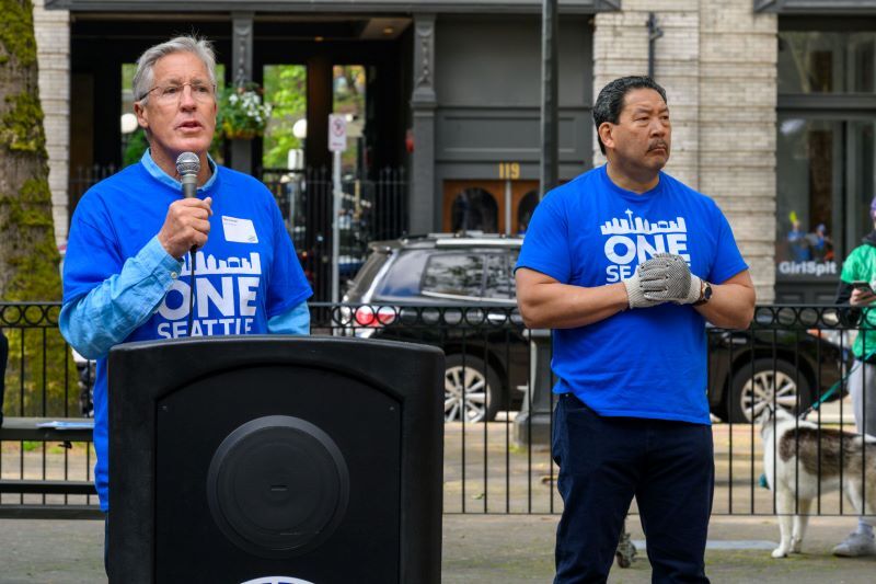 Pete Carroll speaks on the Day of Service