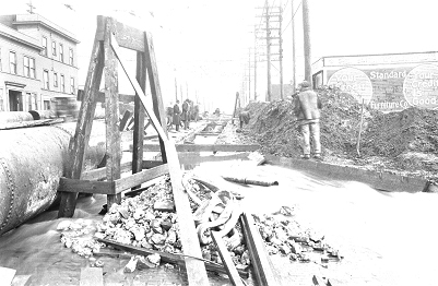 Watermain break at 12th Ave and Jefferson St (1923) Courtesy of the Seattle Municipal Archives