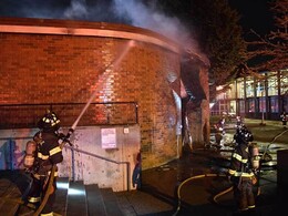 Firefighters responding to a fire at the Lake City Community Center