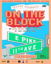 On the Block poster, featuring illustration of East Pike and 11th Ave street sign