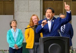 Mayor Harrell speaks at the reopening of City Hall Park