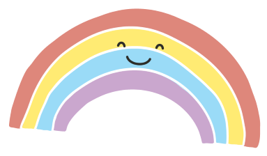 cartoon graphic of a smiling rainbow