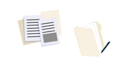 Graphic of paperwork and file folders