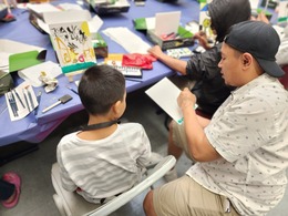 Photo provided by NWCM of Johnny Cheng, Outreach and Engagement Manager, during a Latinx-based community art therapy program.