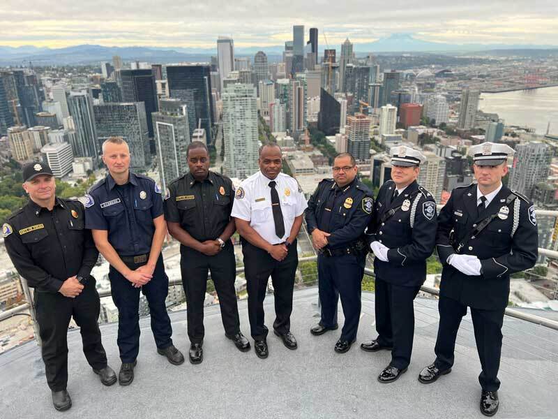 Seattle Fire and Seattle Police remembering 9/11 atop the Space Needle