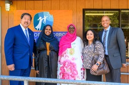 Mayor Harrell and child care staff from Voices of Tomorrow