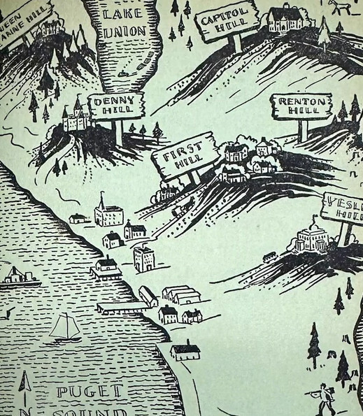 Map showing 7 hills of Seattle