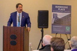 Mayor Harrell speaks at the opening of Burbridge Place.