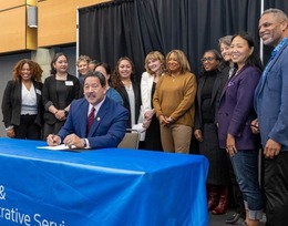 Mayor Harrell signs the women and minority business enterprises executive order into law.