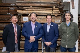 Mayor Harrell joins environmental leaders in a refurbished wood warehouse