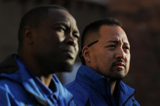 Two member of Seattle's CARE Team looking into the distance.