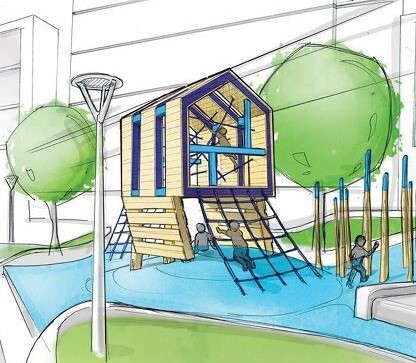 urban triangle park construction drawing