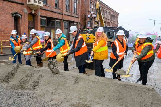 Mayor Harrell attends a groundbreaking at Pioneer Square