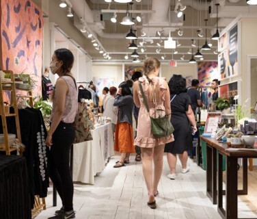 shoppers browse seattle restored pop-up shop