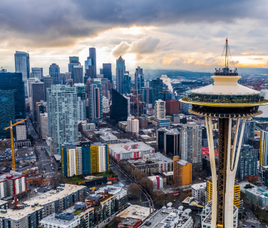 downtown seattle with space needle 