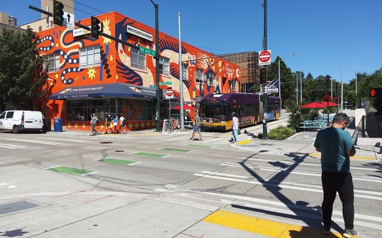 People walking in the University District.