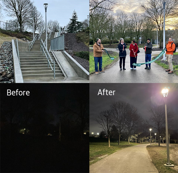 Collage of Judkins Park lighting and staircase project