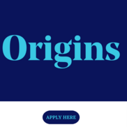 Blue background with the words "origin" in white.