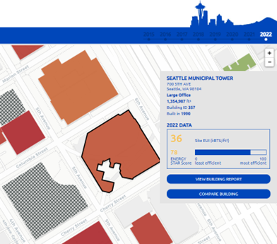 Screenshot of energy benchmarking map