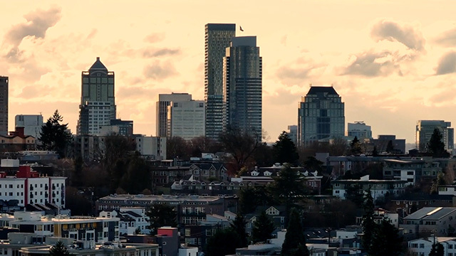 Seattle's Central District with skyscrapers in the distance