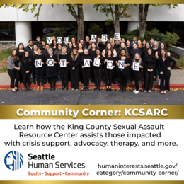 Community Corner Graphic featuring KCSARC