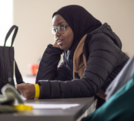 Seattle Promise scholar attends a 2023 on-campus orientation at South Seattle College