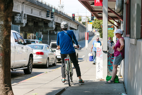 Viiew of the Bridge with Biker