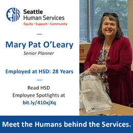 Graphic of Mary Pat O'Leary Senior planner for 28 years at HSD