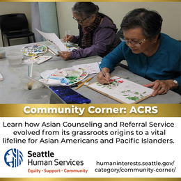Community Corner graphic for ACRS of two women drawing during an ACRS activity 