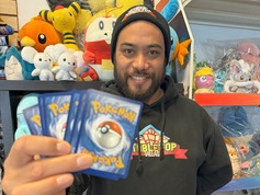 Brian Myers with Pokemon cards