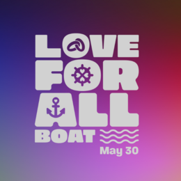 love for all on a rainbow background