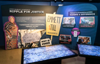 A Juneteenth display from Northwest African American Museum about Emmett Till.