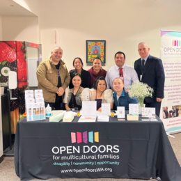 Photo of Open Doors for Multicultural Families tabling at an event.