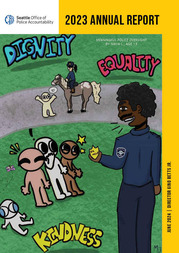 Picture of OPA's 2023 annual report cover featuring student art. 