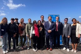 Mayor Harrell and representatives from the UN at the Waterfront