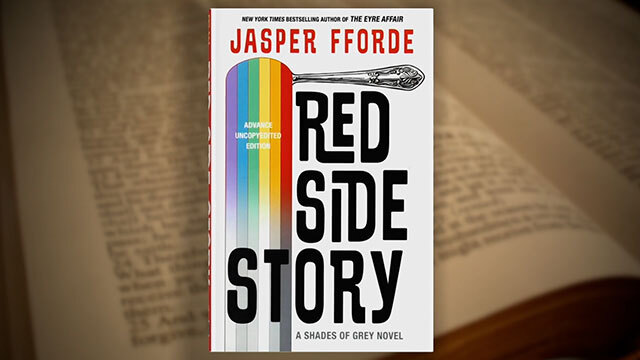 White book cover with spoon with vertical rainbow streaks pouring out, title reads "Red Side Story"