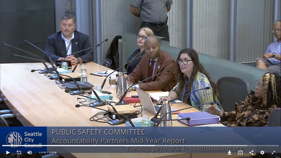 OPA presents its mid-year report at the Seattle City Council Public Safety Committee meeting on July 9, 2024.